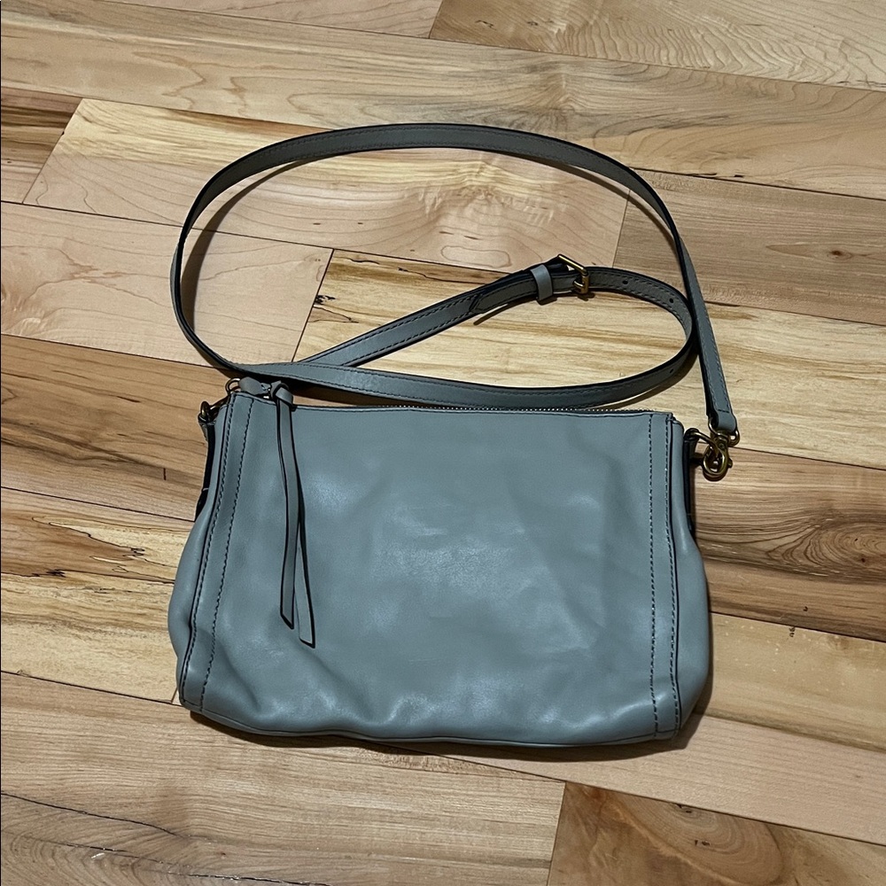 Fossil Gray Leather Crossbody Bag